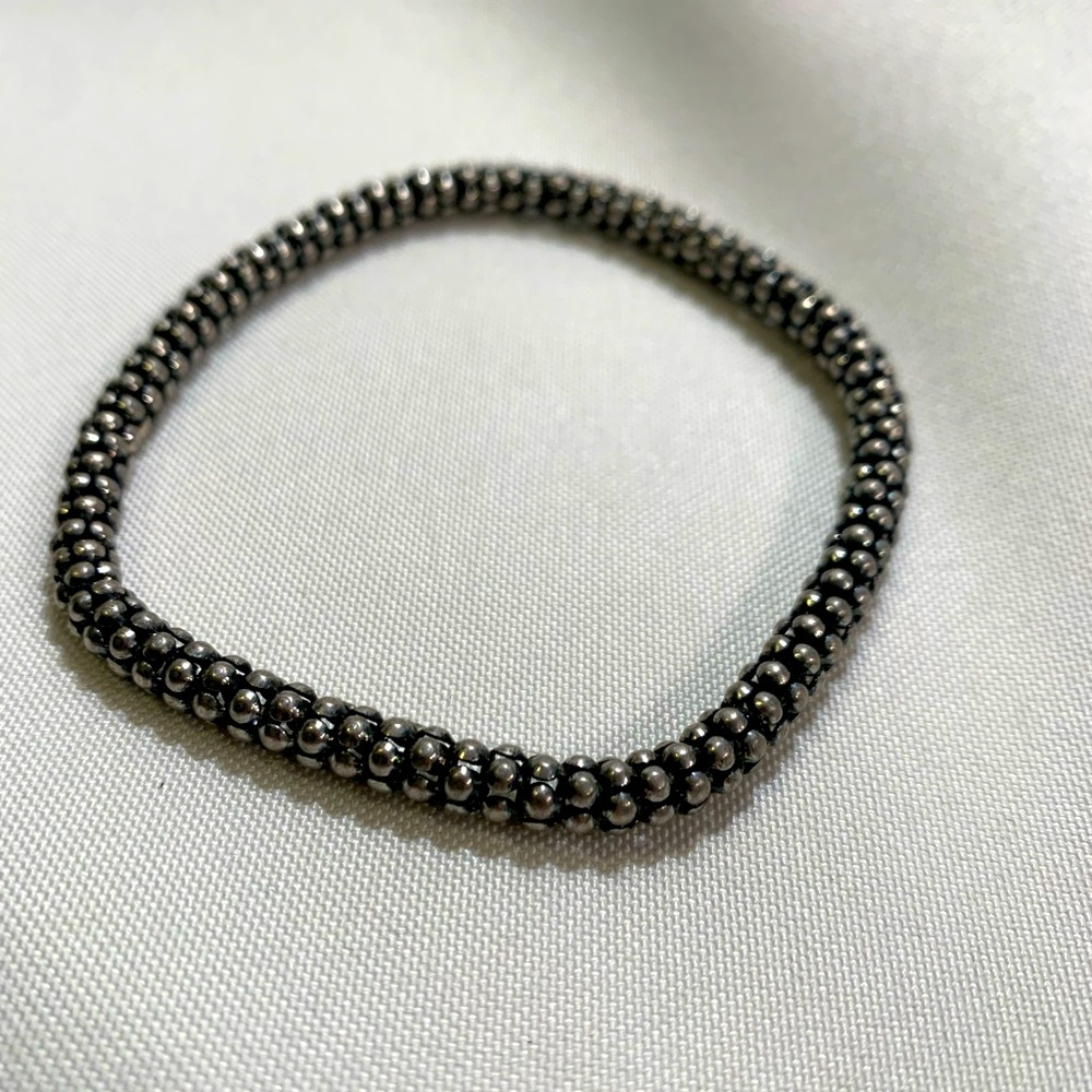 Silver beaded costume jewelry bracelet